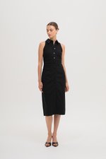 LISA RUCHED SHIRT LINEN DRESS