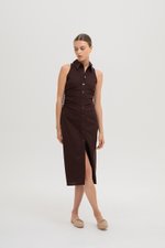 LISA RUCHED SHIRT LINEN DRESS