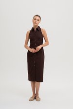 LISA RUCHED SHIRT LINEN DRESS