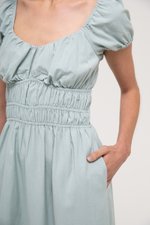 CLARESSA RUCHED WAIST LINEN MIDI DRESS CLARESSA RUCHED WAIST LINEN MIDI DRESS