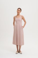 LILIANE PANELLED LINEN MIDI DRESS