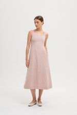 LILIANE PANELLED LINEN MIDI DRESS