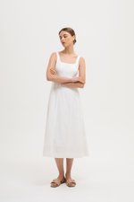 LILIANE PANELLED LINEN MIDI DRESS