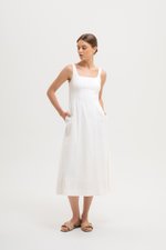 LILIANE PANELLED LINEN MIDI DRESS