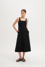 LILIANE PANELLED LINEN MIDI DRESS