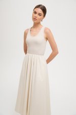 WENDY SCOOP NECK CONTRAST MIDI DRESS