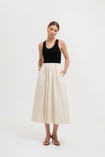 WENDY SCOOP NECK CONTRAST MIDI DRESS