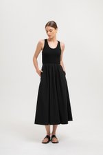 WENDY SCOOP NECK CONTRAST MIDI DRESS