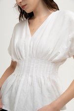 ANIKA PIN TUCK LINEN TOP