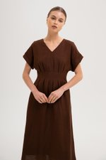 FRIEDA PLEATED LINEN MIDI DRESS FRIEDA PLEATED LINEN MIDI DRESS