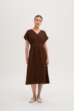 FRIEDA PLEATED LINEN MIDI DRESS FRIEDA PLEATED LINEN MIDI DRESS