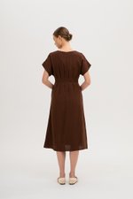 FRIEDA PLEATED LINEN MIDI DRESS FRIEDA PLEATED LINEN MIDI DRESS