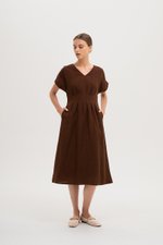 FRIEDA PLEATED LINEN MIDI DRESS FRIEDA PLEATED LINEN MIDI DRESS