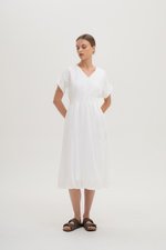 FRIEDA PLEATED LINEN MIDI DRESS FRIEDA PLEATED LINEN MIDI DRESS