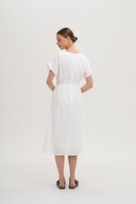 FRIEDA PLEATED LINEN MIDI DRESS FRIEDA PLEATED LINEN MIDI DRESS