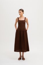 AGATHA DROP WAIST LINEN MIDI DRESS