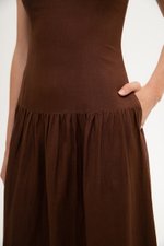 AGATHA DROP WAIST LINEN MIDI DRESS