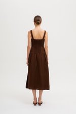 AGATHA DROP WAIST LINEN MIDI DRESS