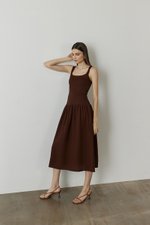 AGATHA DROP WAIST LINEN MIDI DRESS