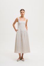 AGATHA DROP WAIST LINEN MIDI DRESS