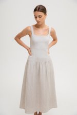 AGATHA DROP WAIST LINEN MIDI DRESS