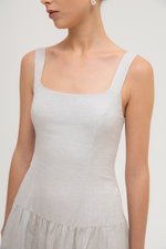 AGATHA DROP WAIST LINEN MIDI DRESS