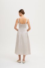 AGATHA DROP WAIST LINEN MIDI DRESS