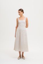 AGATHA DROP WAIST LINEN MIDI DRESS