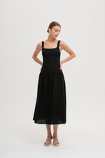 AGATHA DROP WAIST LINEN MIDI DRESS