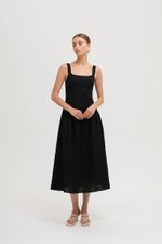 AGATHA DROP WAIST LINEN MIDI DRESS