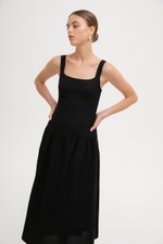 AGATHA DROP WAIST LINEN MIDI DRESS