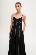 *BACKORDER 2* MAUREEN CONTRAST TRIM CAMI LINEN DRESS