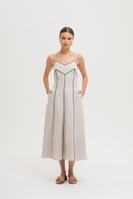 *BACKORDER 2* MAUREEN CONTRAST TRIM CAMI LINEN DRESS