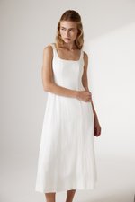 LILIANE PANELLED LINEN MIDI DRESS