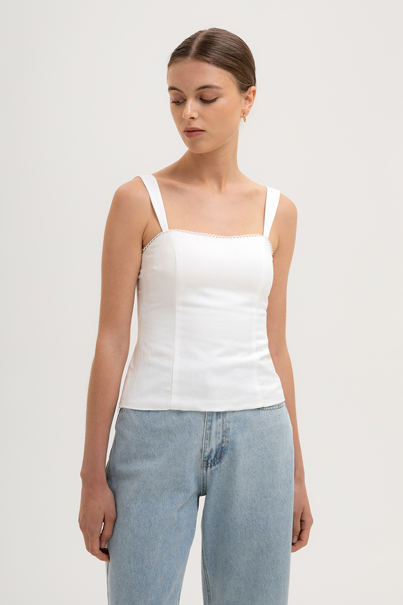 VERALYN SWEET HEART BUSTIER LINEN TOP