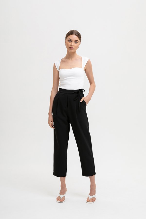 GAYLE TIE WAIST TAPERED PANTS
