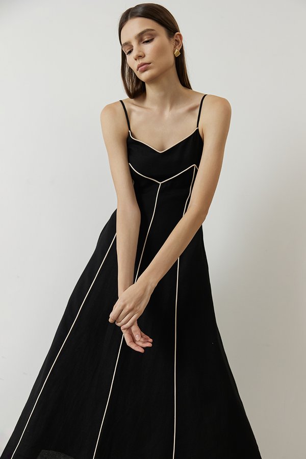 *BACKORDER 2* MAUREEN CONTRAST TRIM CAMI LINEN DRESS
