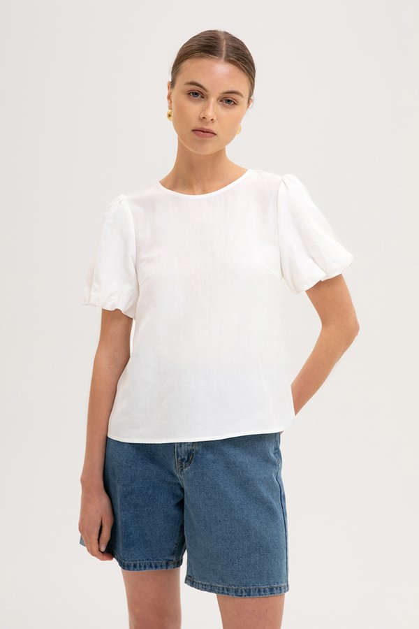 ALLANA PUFF SLEEVE LINEN TOP