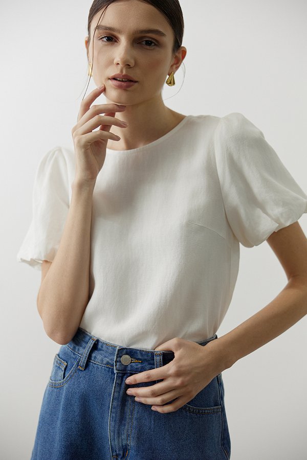 ALLANA PUFF SLEEVE LINEN TOP