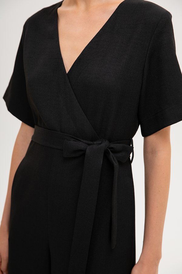 ABBIE TEXTURED JUMPSUIT W SASH