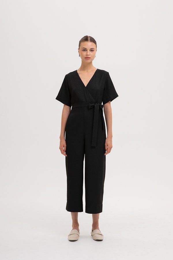 ABBIE TEXTURED JUMPSUIT W SASH