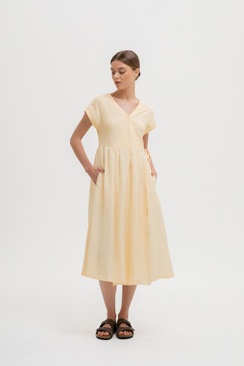 ELYSSA LINEN WRAP DRESS