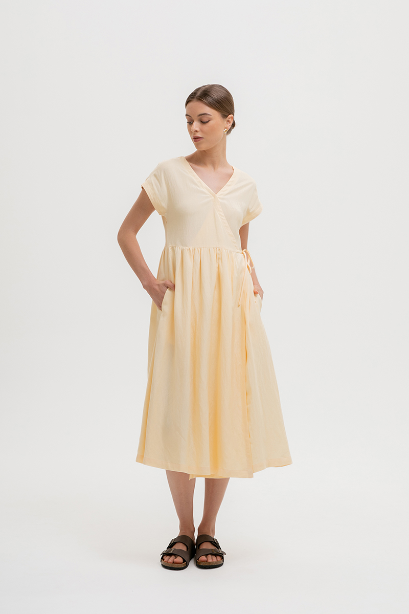 ELYSSA LINEN WRAP DRESS
