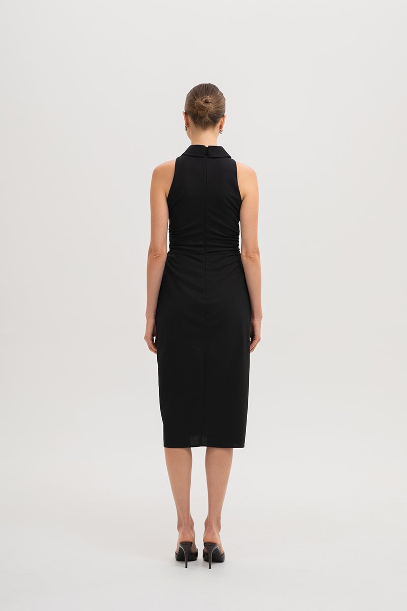 LISA RUCHED SHIRT LINEN DRESS