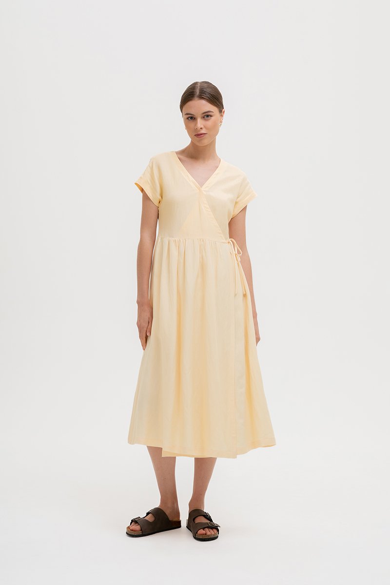 ELYSSA LINEN WRAP DRESS