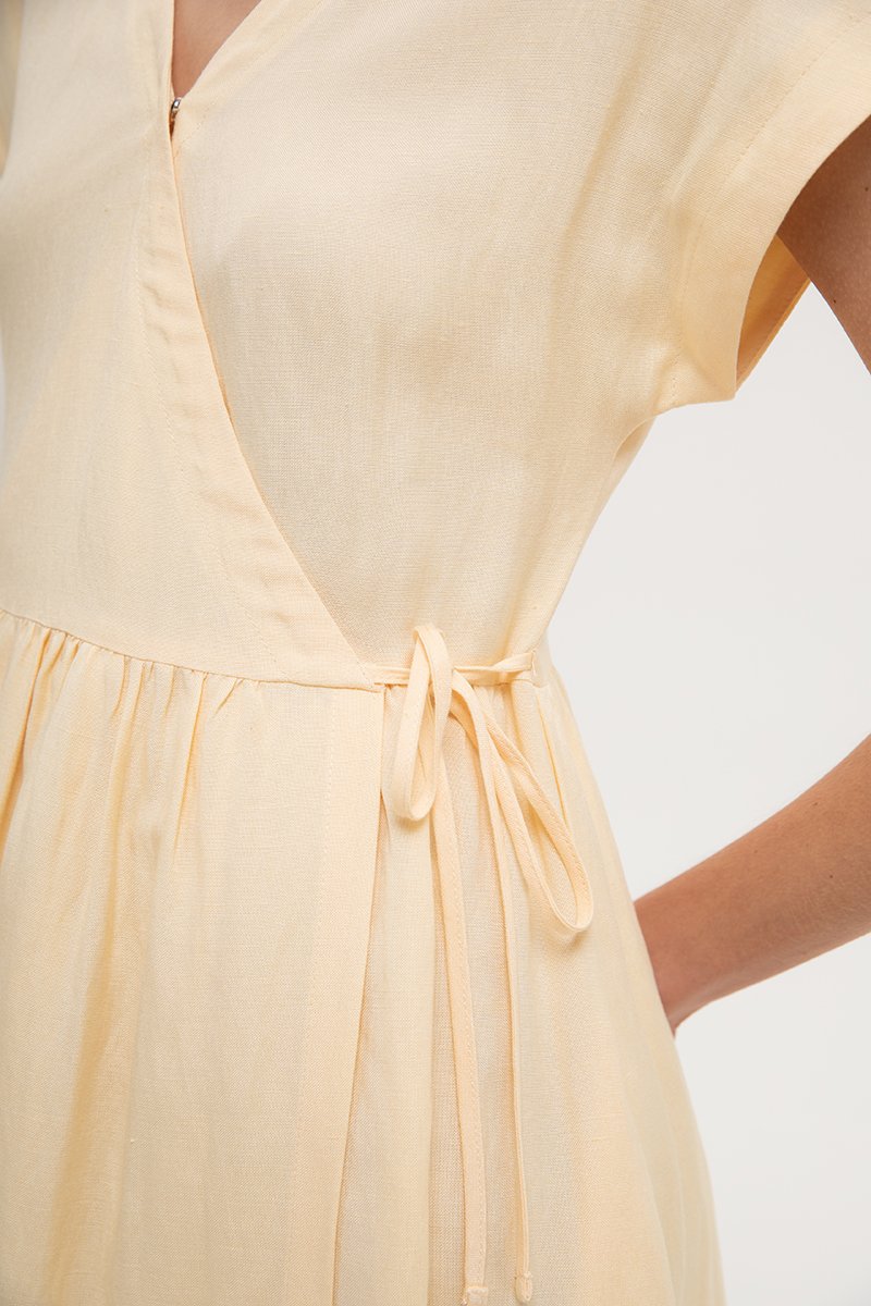 ELYSSA LINEN WRAP DRESS