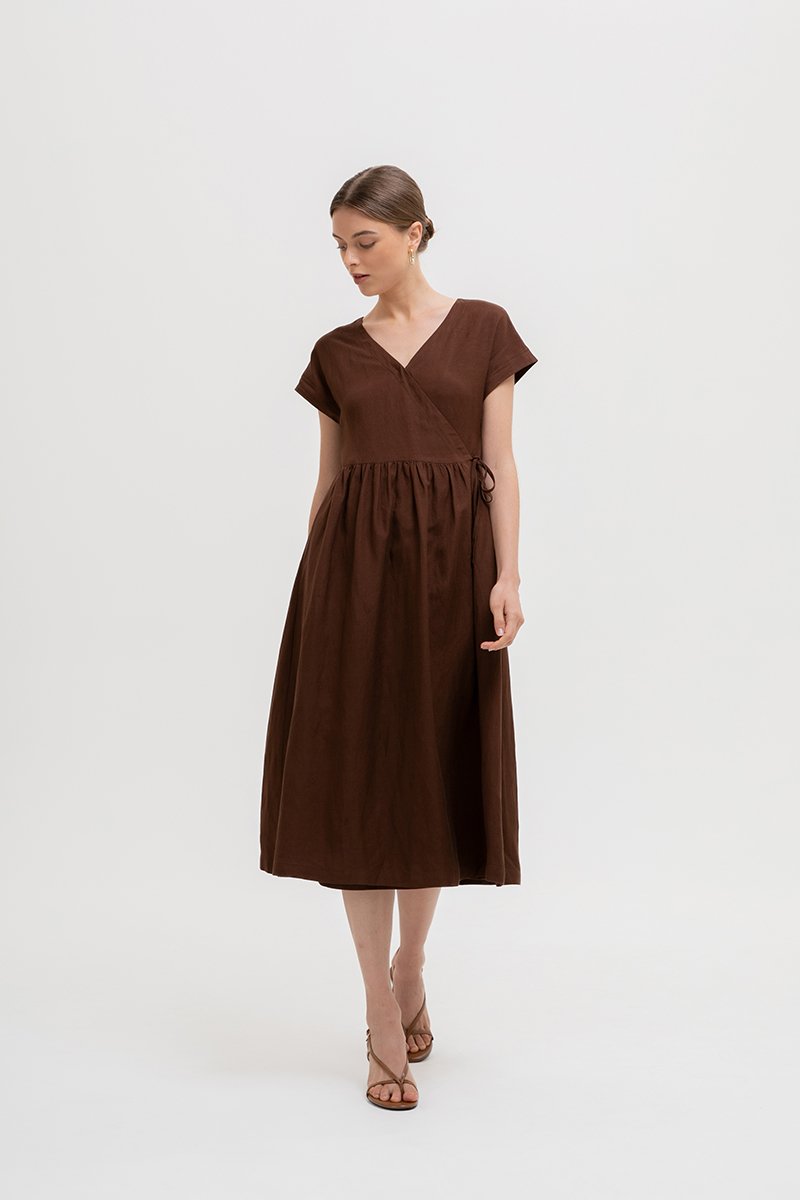 ELYSSA LINEN WRAP DRESS