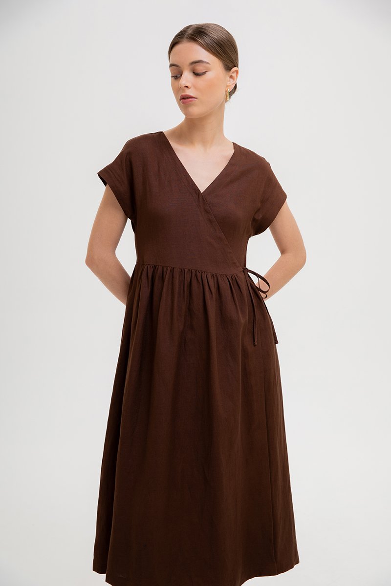 ELYSSA LINEN WRAP DRESS