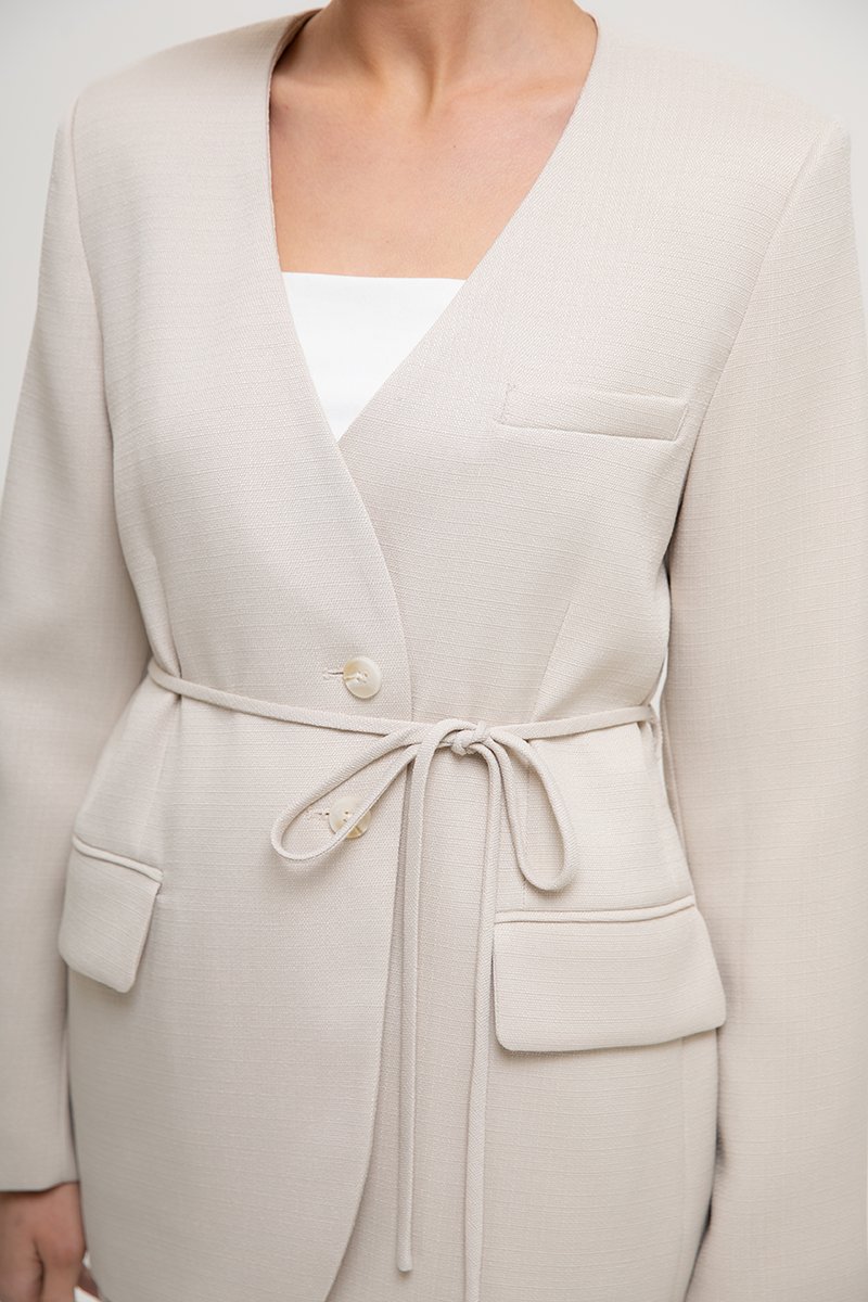 CAMILLE COLLARLESS BLAZER W/ SASH