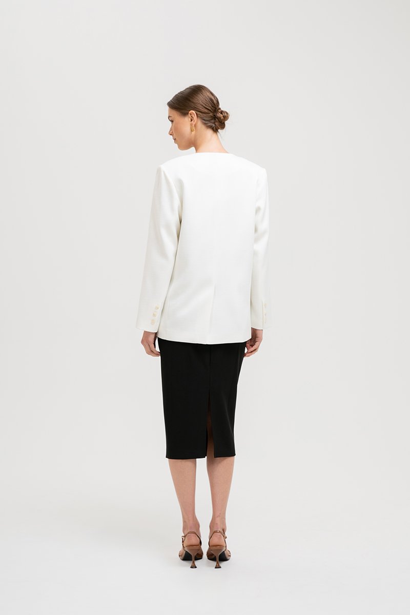 CAMILLE COLLARLESS BLAZER W/ SASH